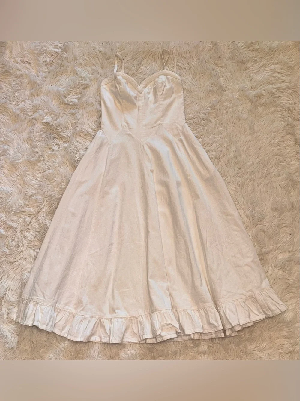 Free People White Midi Sundress with Sweetheart Neckline